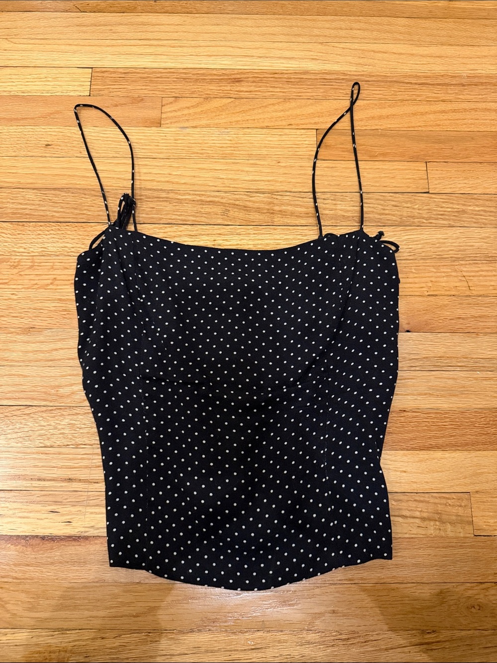 Reformation Black Polka Dot Spaghetti Strap Cami Top